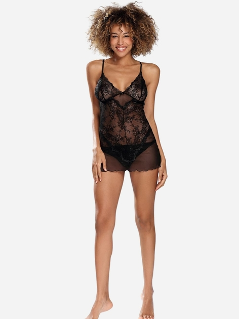 Komplet erotyczny damski (koszula nocna + majtki bikini) DKaren Stacy S Czarny (5903251460249) - obraz 3
