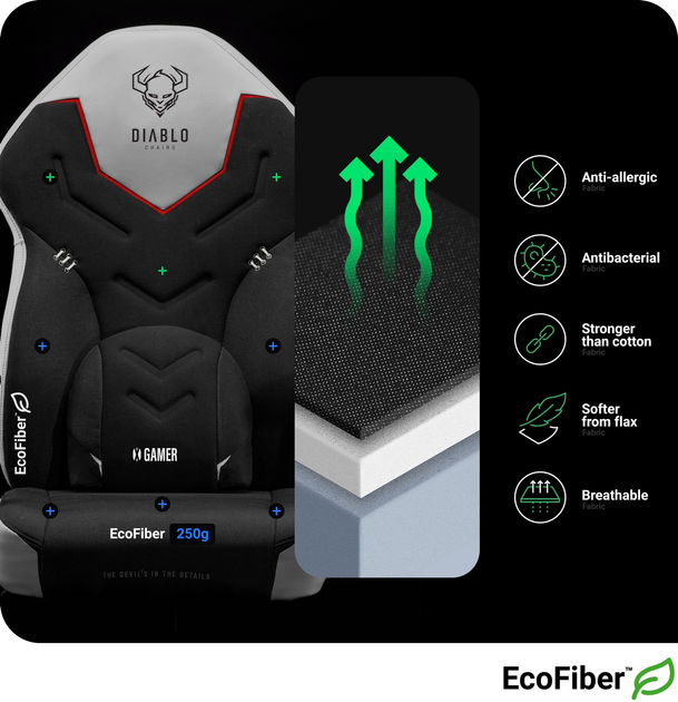 Fotel gamingowy Diablo X-Gamer 2.0 Normal Size Snow White (5902560337495) - obraz 7