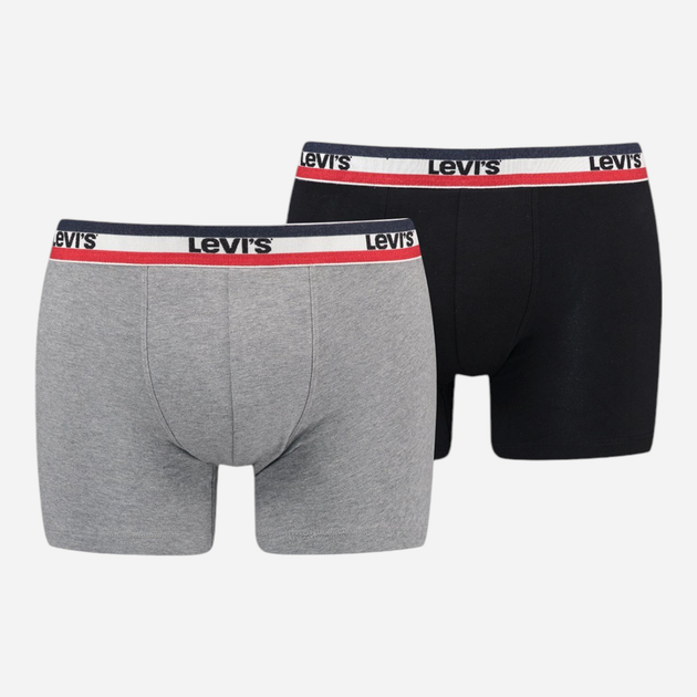 Набір трусів-боксерів чоловічих 2 шт Levi's Logo Boxer Brief Organic Co 2P 7012239080030 S Чорний/Сірий (8720245438179) - зображення 1