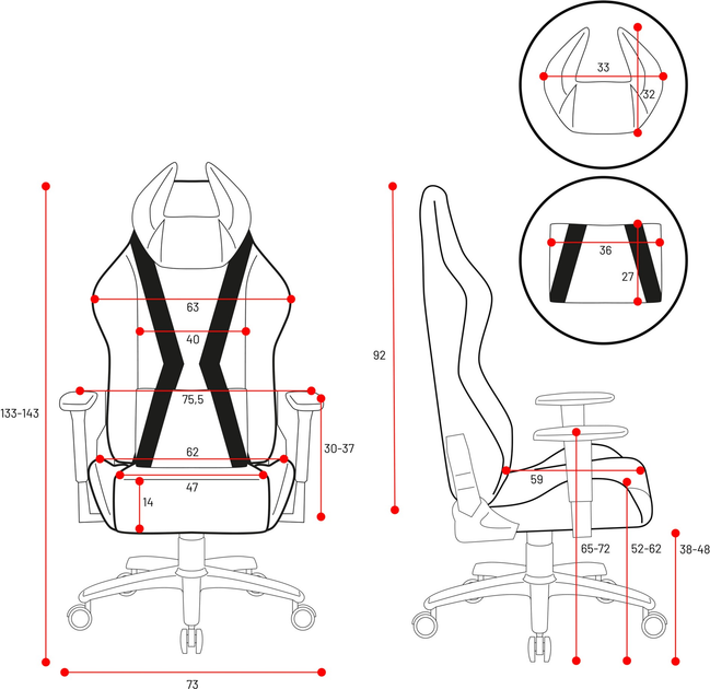 Fotel gamingowy Diablo X-Horn 2.0 King Size Black-Red (5902560336887) - obraz 20