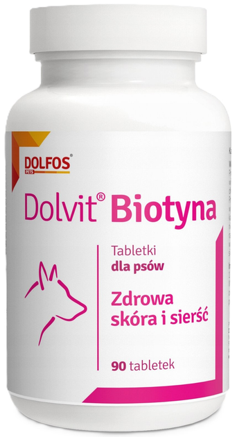 Tabletki dla psów Dolfos Dolvit Biotyna zdrowa skóra i sierść 90 tabletek (5902232645224) - obraz 1