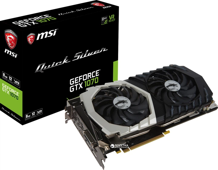 Видеокарта MSI PCI-Ex GeForce GTX 1070 Quick Silver OC 8GB GDDR5