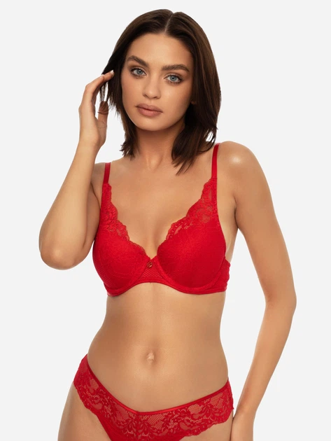 Biustonosz damski Push-up z koronką Esotiq 41181-33X 70E Czerwony (5903972151396) - obraz 3
