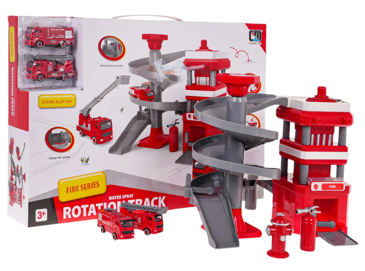 Zestaw Ramiz Remiza strażacka z torem zjeżdżalnią i akcesoriami + 2 autka strażackie (5903864981551) - obraz 1