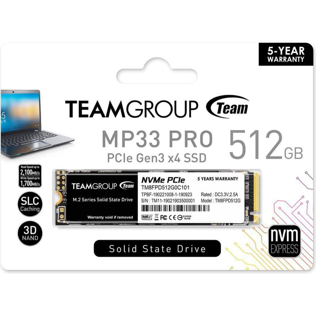 Накопичувач SSD TEAM 512GB MP33 Pro M.2 NVMe (TM8FPD512G0C101) - изображение 4