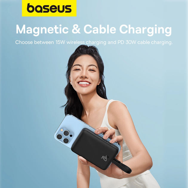 Powerbank Baseus Magnetic Mini MagSafe Lightning 10000 mAh 20 W Black (P10022109113) - obraz 9