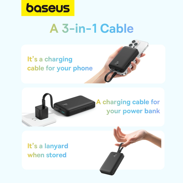 Powerbank Baseus Magnetic Mini MagSafe Lightning 10000 mAh 20 W Black (P10022109113) - obraz 10