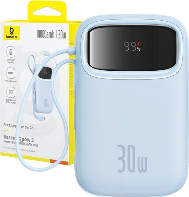УМБ Baseus Qpow 2 USB-C 10000 мАг 30 Вт Blue (P10055008313) - зображення 9