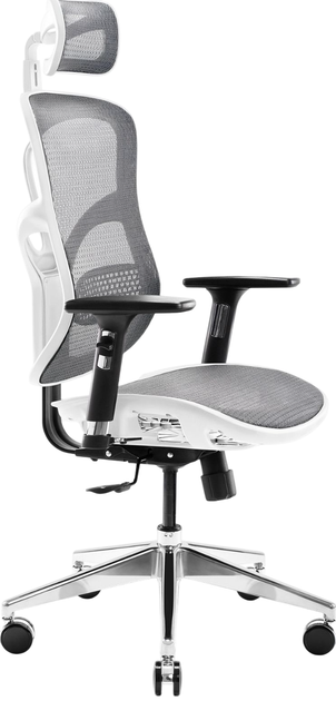 Fotel biurowy ergonomiczny Diablo Chairs V-Basic White-Grey (5902560334579) - obraz 1