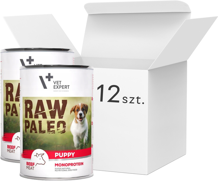 Karma mokra dla szczeniąt Raw Paleo monobiałkowa wołowina 12 szt x 400 g (5902414202757) - obraz 1