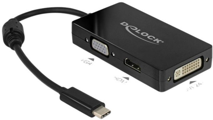 Adapter Delock USB Type-C - VGA/ HDMI/DVI 0.013 m Black (4043619639250) - obraz 1