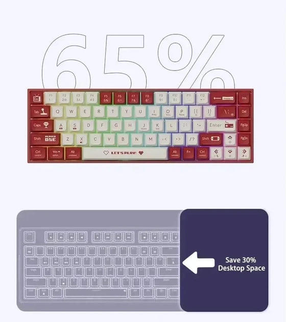 Механическая клавиатура AJAZZ AK680 HOT SWAP Red | RGB Backlight | Compact 65% | USB-C | Gaming & Typing - изображение 2