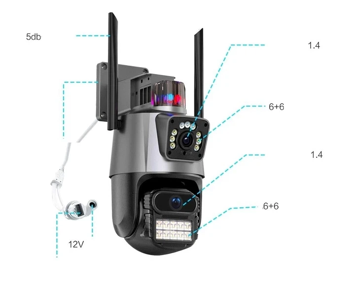 Вулична охоронна поворотна WIFI камера Dual Lens Zoom 8MP сирена, зум, iCSee віддаленим доступом онлайн - Фото 8 Вулична охоронна поворотна WIFI камера Dual Lens Zoom 8MP сирена, зум, iCSee віддаленим доступом онлайн - зображення 8
