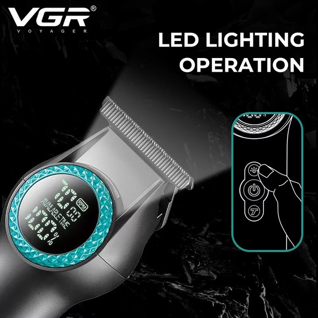 Тример VGR V-990 бездротовий акумуляторний LED підсвічування - зображення 8