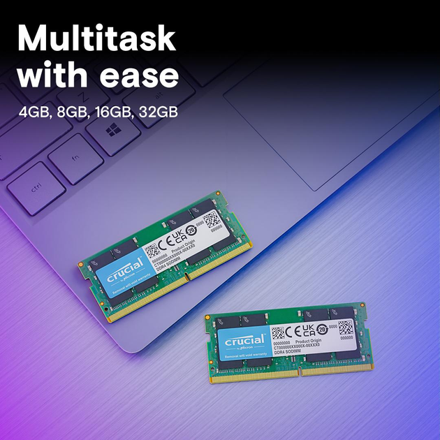 Память для ноутбуків Crucial 64GB Kit (2x32GB) DDR4 3200MHz CL22 SO-DIMM (or 2933MHz or 2666MHz) (CT2K32G4SFD832A) - изображение 5