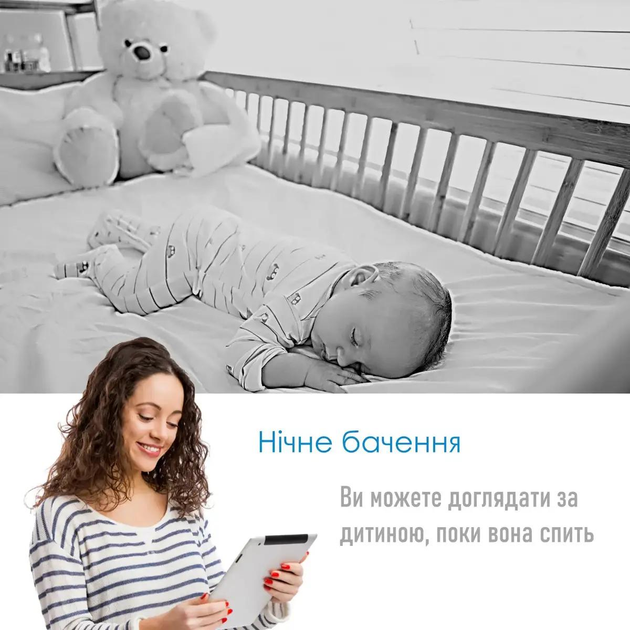 Видеоняня Baby Monitor ABM600 +гибкий держатель , датчик звука, беспроводная радионяня с портативным дисплеем и измерением температуры - изображение 11