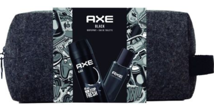 Набір для догляду за шкірою Axe Black Туалетна вода 100 мл + Дезодорант-спрей 150 мл + Косметичка (8720181584497) - зображення 1