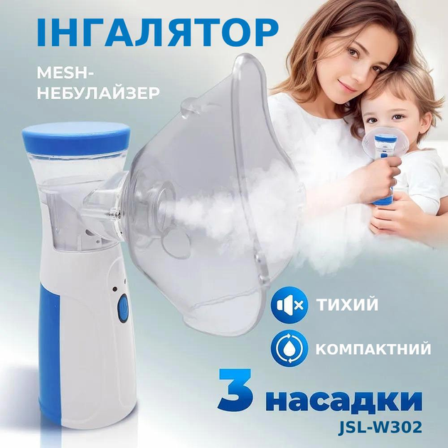 Ультразвуковий інгалятор меш-небулайзер портативний для інгаляції для дітей і дорослих JSL-W302 - зображення 1