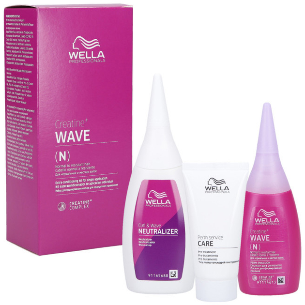 Zestaw do trwałej ondulacji włosów normalnych Wella Professionals Creatine+ Wave Lotion 75 ml + Płyn utrwalający 100 ml + Krem pielęgnacyjny przed trwałą ondulacją 30 ml (8005610438573) - obraz 2