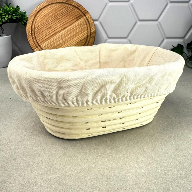 Ротанговая овальная корзинка 22 см для расстойки хлеба со сменным ...