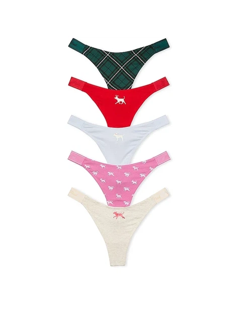Набор трусиков Victoria's Secret Pink 5-Pack стринги M комбинированные - Фото 1 Набор трусиков Victoria's Secret Pink 5-Pack стринги M комбинированные - изображение 1