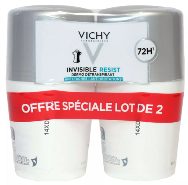 Antyperspirant w kulce Vichy Invisible Resist 72h 2 x 50 ml (3337875895620) - obraz 1