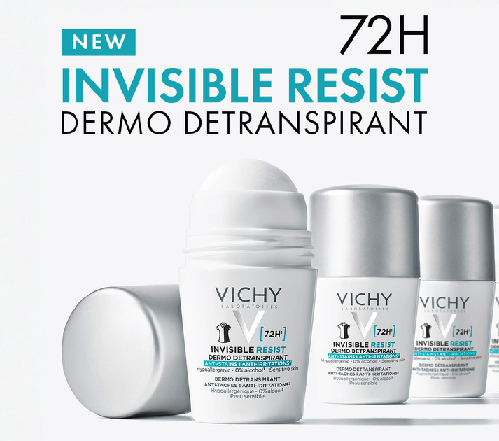 Кульковий антиперспірант Vichy Invisible Resist 72h 2 х 50 мл (3337875895620) - зображення 4