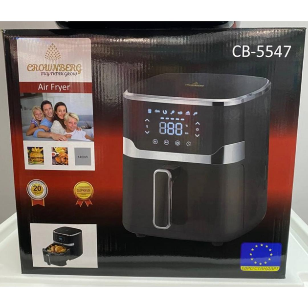 Cенсорна Аерофритюрниця Crownberg CB5547 безоливна 5 л, 1400 Вт, аерогриль 8 програм, Чорний - изображение 2