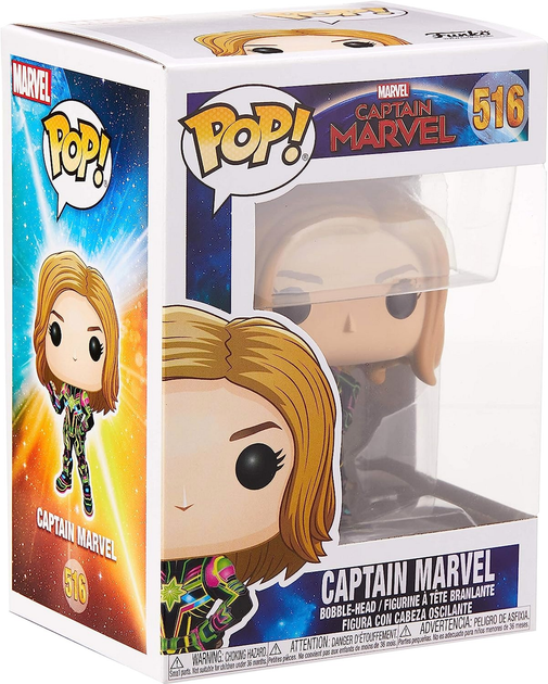 Figurka Funko Pop! Marvel Captain Marvel Captain Marvel neonowy kostium świeci w ciemności 516 Bobble-Head (889698692373) - obraz 1