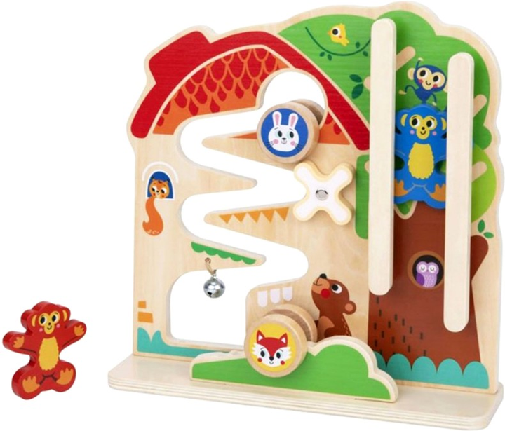 Таблиця освітня дерев'яна Tooky Toy Лабіринт трек 2в1 (6972633378419) - зображення 4