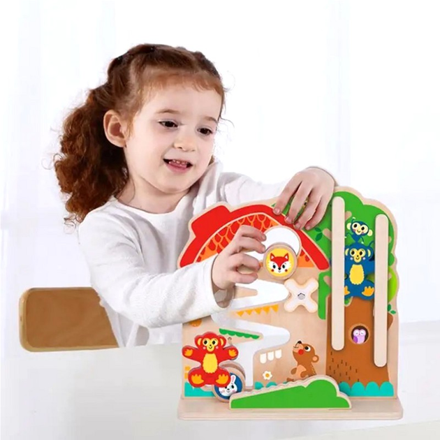 Таблиця освітня дерев'яна Tooky Toy Лабіринт трек 2в1 (6972633378419) - зображення 7