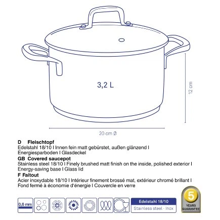 Garnek z pokrywką Kela Flavoria 20 cm 3.2 l (4025457101755) - obraz 3