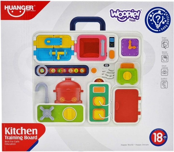 Tablica manipulacyjna Woopie Baby Kuchnia Montessori z zegarem oraz efektami dźwiękowymi i świetlnymi (5904326944206) - obraz 9