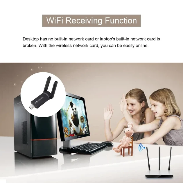 WiFi USB адаптер AC1300 для компьютеров телевизоров Т2 приставок медиа USB 3.0 - изображение 2