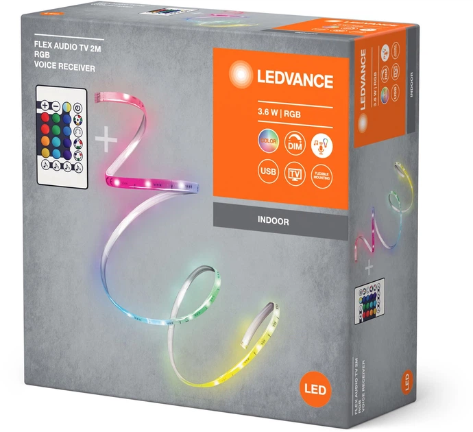 Світлодіодна стрічка LEDVANCE FLEX AUDIO TV Voice 3,6W RGB 5V USB 2M (4099854095368) - Фото 2 Світлодіодна стрічка LEDVANCE FLEX AUDIO TV Voice 3,6W RGB 5V USB 2M (4099854095368) - зображення 2