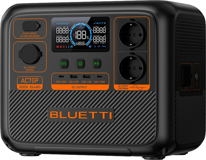 Stacja ładująca Bluetti AC70P / 1000 W / 864 Wh / LiFePO4 (PB931378) - obraz 4