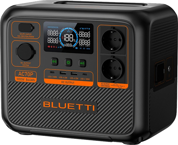 Stacja ładująca Bluetti AC70P / 1000 W / 864 Wh / LiFePO4 (PB931378) - obraz 5