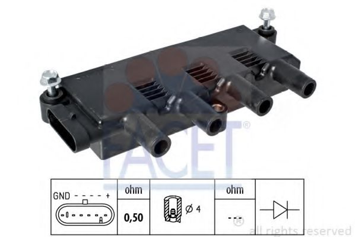 Катушка воспаления Fiat 500/Panda/Grande Punto/Punto 1.2/1.4 03- (9.6323) Facet Facet (96323) - изображение 1