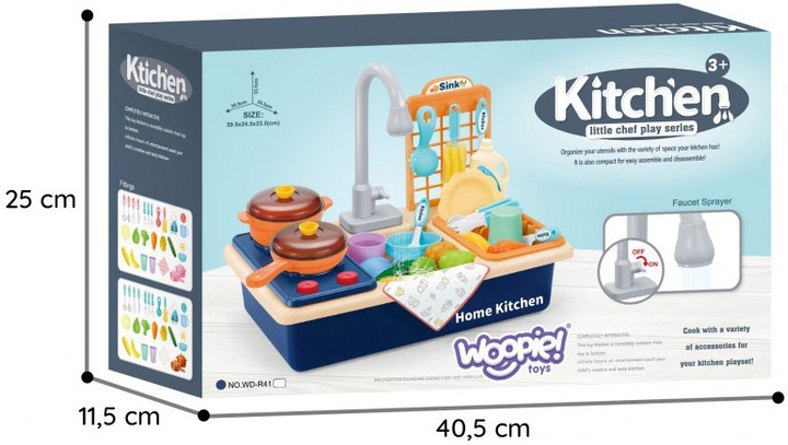 Дитячий кухонний набір Woopie Мийка 2в1 синій (5904326942820) - зображення 8
