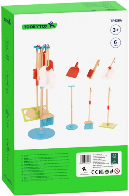Дерев'яний набір для прибирання Tooky Toy 6 предметів (6972633371465) - зображення 3