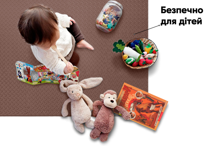 Татамі мат EasyFit 8 шт (30х30 см) хвіст ластівки коричневий - зображення 6