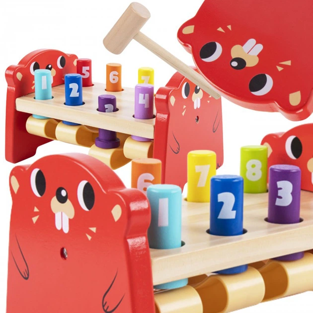 Дерев'яний набір стукалок Tooky Toy Whack-a-Mole (6972633373773) - зображення 4