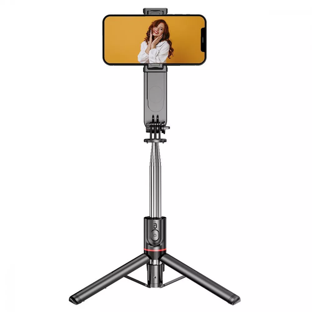 Трипод, селфі палиця, штатив для телефона з LED підсвіткою Proove Selfie Lume 1110 mm Black - зображення 5