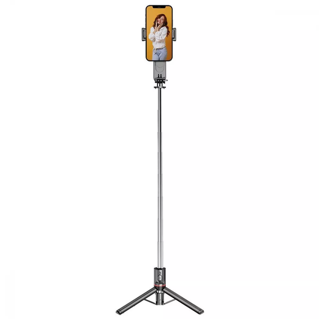 Трипод, селфі палиця, штатив для телефона з LED підсвіткою Proove Selfie Lume 1110 mm Black - зображення 8