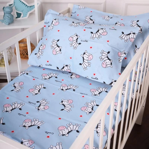 Акція на Простирадло MirSon Бязь 20-0037 Cute blue zebra 200x220 см від Rozetka