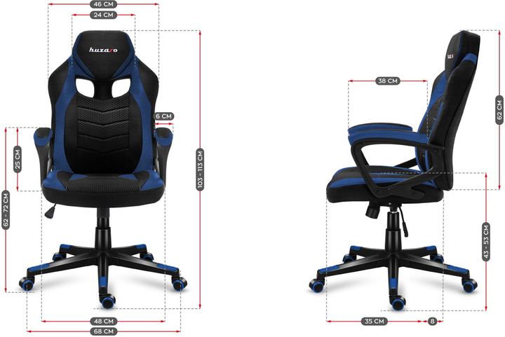 Геймерське ігрове крісло Huzaro HZ-Force 2.5 Blue (955555906040868) - Уцінка - зображення 8