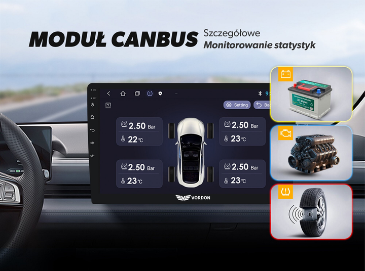 Radioodtwarzacz samochodowy Vordon HX-101 2DIN - obraz 7