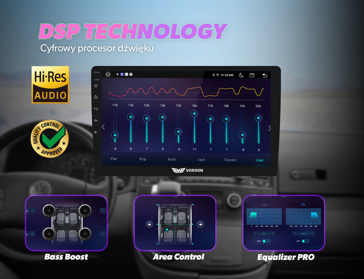 Radioodtwarzacz samochodowy Vordon HX-101 2DIN - obraz 8