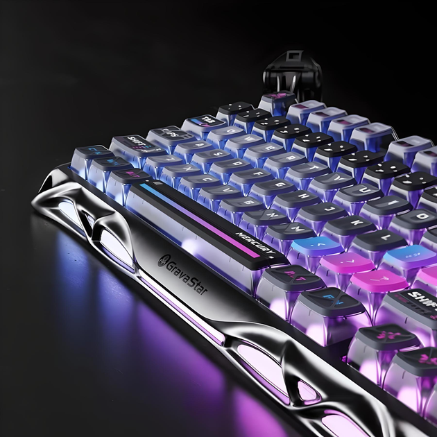 Клавіатура GravaStar Mercury K1 Pro Special Edition із комбінованим підключенням - Cyberpunk - Фото 2 Клавіатура GravaStar Mercury K1 Pro Special Edition із комбінованим підключенням - Cyberpunk - зображення 2