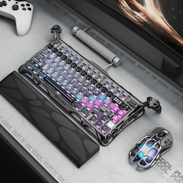 Клавіатура GravaStar Mercury K1 Pro Special Edition із комбінованим підключенням - Cyberpunk - Фото 7 Клавіатура GravaStar Mercury K1 Pro Special Edition із комбінованим підключенням - Cyberpunk - зображення 7
